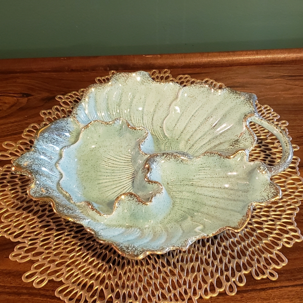 Pretty blue and gold candy dish / serving tray